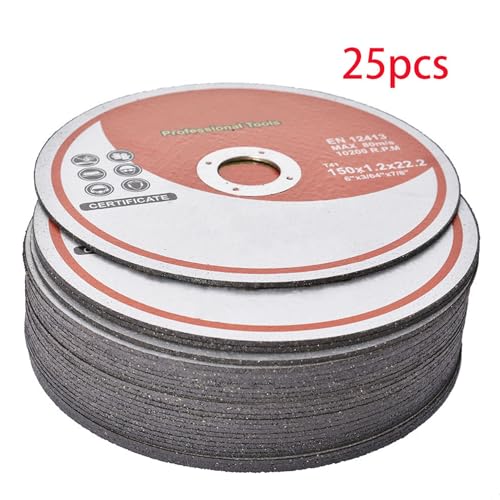 25 Pcs Ultra Thin Cutting Wheel Disc 6 x 0.045 x 7/8 Inch Metal Stainless Steel Cut Off Wheels for Angle Grinder, General Purpose Metal Cutting - style: 25pcs 6"x0.045"x7/8"