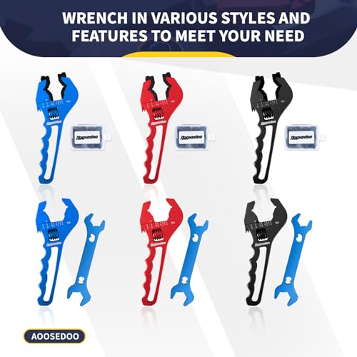 Adjustable AN Fittings Wrench AN Wrench for Hose Fitting Adapters AN Fitting Tool 3AN-16AN Lightweight Aluminum, Blue. With a Double Hose End Fittings Wrench 6AN Socket-AN8 B-nut Blue - color: Blue & Blue