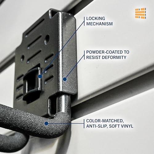 HandiSolutions Slatwall Hooks, Black, 8 Pack Heavy Duty Garage Slatwall Hooks Accessories for Organizing Storage and Display for HandiWALL and Slatwalls