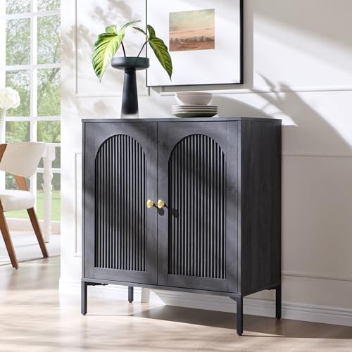 IFGET 34" Tall Modern Arch Sideboard Buffet Cabinet with Storage, Dark Grey - color: Dark Grey, size: 1 Piece