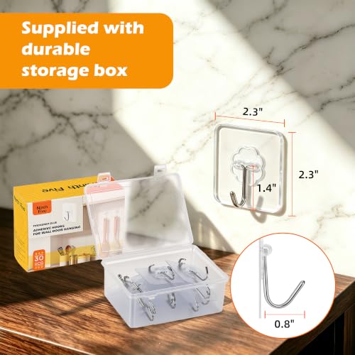 30 Pack Adhesive Wall Hooks for Hanging Heavy Duty Hooks 33lbs Ninth Five