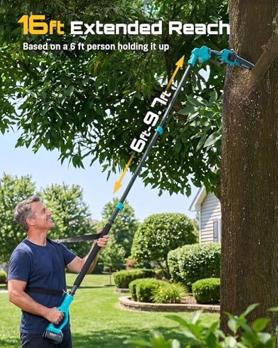 SEESII 2-in-1 Electric Pole Saws 8 Inch for Tree Trimming, Brushless Motor - color: Deep Blue