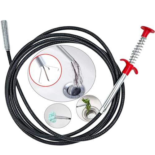 118.1 Inch Drain Snake Drain Clog Remover Flexible Grabberable Pick Up Cleaning Tool Reacher Claw Stick, Drain Auger Grab Trash Hairs from Drain,Sink,Bathroom Tub Toilet Hose - style: 118.1