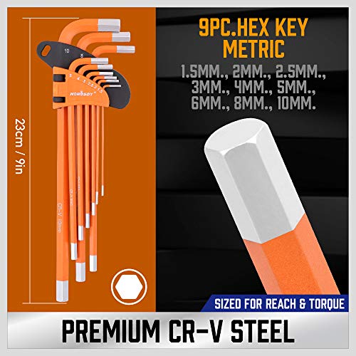 HORUSDY 37PCS Hex Key Allen Wrench Set, SAE & Metric Star Long Arm Ball End Hex Key Set, Industrial Grade Allen Wrench Set with Another Torque Handle - style: 37PCS SAE & Metric