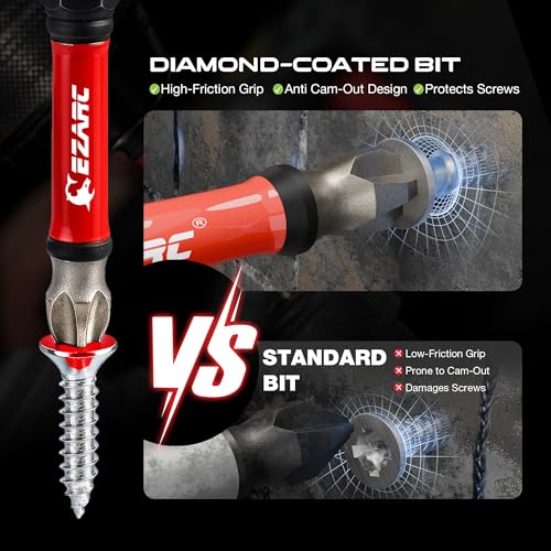 EZARC Diamond Tip Screwdriver Bit Set, 2-9/16" Anti-Slip Bits, 10PCS