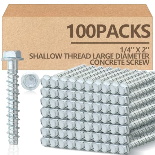 Tandefio 100 Pack 1/4 x 2 Concrete Anchors and Screw Kits Galvanized - size: 1/4" X 2"