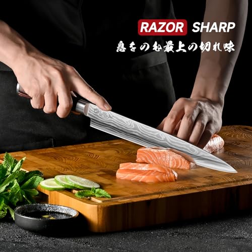 Sunnecko 10.5 inch Sashimi Knife,Sushi Knife for Fish Filleting & Slicing - color: 10.5 inch Sashimi Knife
