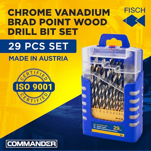Brad Point Spiral Drill Bit Set, Sizes 1/16″–1/2″, 29 Pcs - size: 1/8 in to 1/2 in