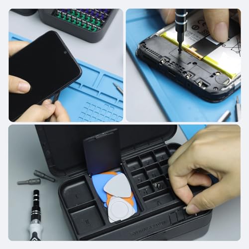 Mini Precision Screwdriver Set with Color-coded Identification, 132 in 1 Micro Magnetic Repair Tool Kits with Storage Box, 108 Bits,Small Manual Screw Driver Toolkits for iPhone/Mac/iPad/Table - color: Black
