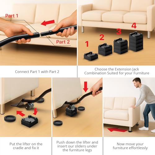 X-Protector Felt Furniture Sliders for Hard Floors & Furniture Lifter Tool