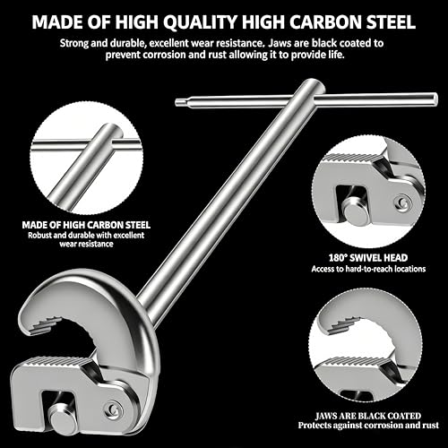 11 Inch Adjustable Basin Wrench, Chrome