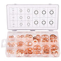 Toolwiz 150PCS 15 Sizes Copper Washers Metric Sealing Assortment M17.5-M5 | Flat Ring Sump Plug Crush Washer Oil Drain Plug Gasket Seal Assortment Set M5/6/7/8/10/10.5/11/12/12.5/14/15/16/16.5/17.5