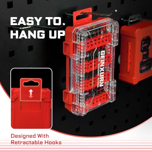 Geinxurn 1Pc Red Storage Box Case, small parts box with detachable divider, Screwdriver Bit Set Box - style: STKB001-RD