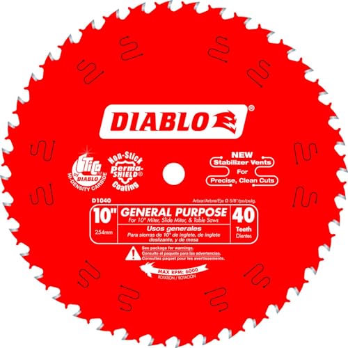 Diablo General Purpose Saw Blade for Wood - 10" Diameter, 40 ATB Teeth
