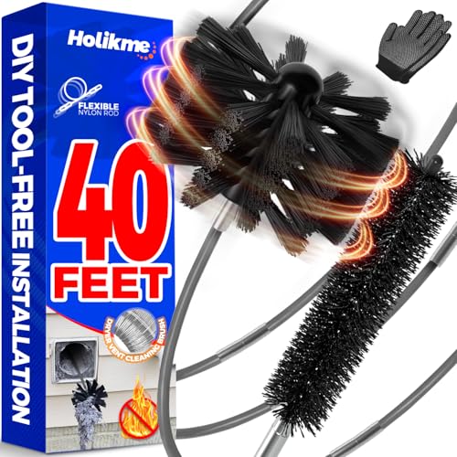 Holikme Dryer Vent Cleaner Kit - 40Ft Flexible Lint Brush for Deep Cleaning - color: Gray