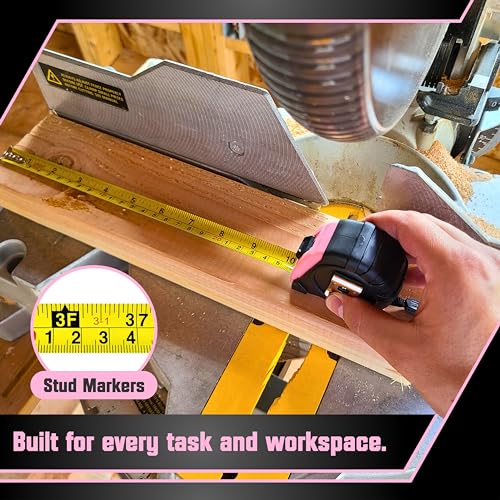 Bullseye Tape Measure 12 Foot | Pink | Small, Retractable Measuring Tape with Pause Buttons | Easy-to-Read Standard and Metric Measurements for Adults and Kids | Inches and Centimeters - color: Pink