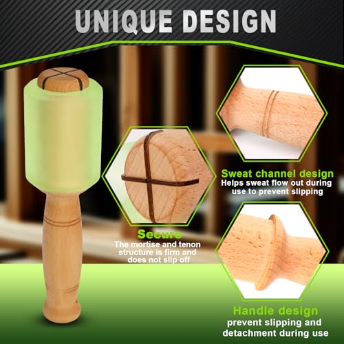 Wood Carving Mallet 12 oz - Non-Slip Woodworking Hammer for Chisels, Gouges & Carving Tools, Light Green Urethane Head - color: Greener