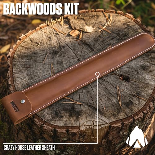 AGAWA - BOREAL21 Backwoods Kit - Includes 21" Folding Saw, Leather Sheath, 21" All-Purpose & 21" Aggressive Saw Blade - For Camping, Hunting & Survival Kit (Black Frame/Yellow Handle) - size: 21" Inch