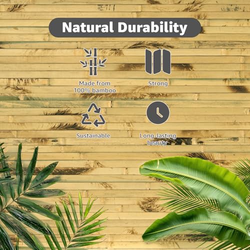 Art3d 48 x 96 in Pole Wrap Natural Bamboo Wall Panel, 1-Pack, Light Burned - color: Light Burned, size: 1-48 inches x 96 inches