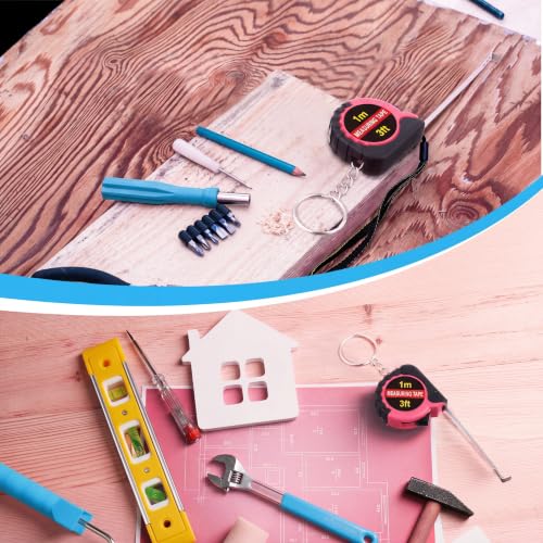 Kanayu 50 Pcs Pcs Mini Measuring Tape with Keychain, 3 ft, Rose Pink - color: Rose Pink, size: 3 ft