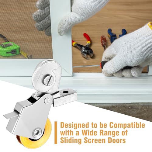 4 Pack 1 Inch Heavy Duty Steel Sliding Screen Door Rollers Steel Ball Bearing Smooth-Glide Roller for DIY Screen Door Maintenance Repair