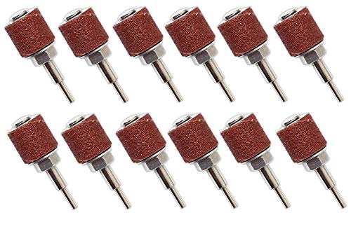 DYNAMIC 12 Piece Set of Pre-Mounted Coarse Grit Sanding Drums | Ready-To-Use with ⅛" Shanks | Ideal for Rough Sanding | Comprehensive Kit for Rotary Tools/Drills | Lightweight & Compact Design