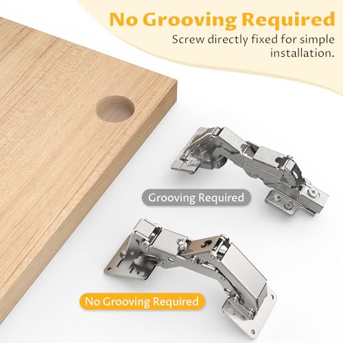 Chibery 10 Pack 170 Degree Soft Close Cabinet Hinges, Slow Smooth Hidden Frameless Hinge, Concealed Hardware Surface Mount Easy Installation, Lid Support Trap Door, Self Closing for Kitchen Cupboard