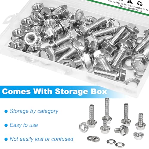 15 Sets M8-1.25 x 20mm Flanged Hex Head Bolts and Nuts Kits - size: M8-1.25 x 20mm