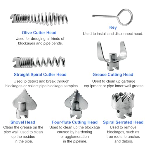 7 Pcs Drain Cleaner Snake Cutter Heads Compatible with Ridgid K50/K400