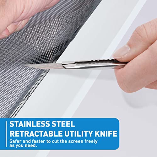 Window Screen Repair Kit, 5 in 1 Screen Roller Tool for Windows or Doors - size: 5 in1 Screen Repair Kit(White Spline)