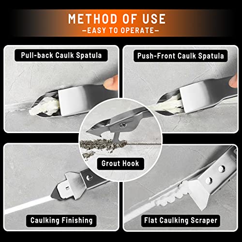 Caulking Tool Kit Stainless Steel Grout Removal Tool,4 in 1 Tile Caulk Tool