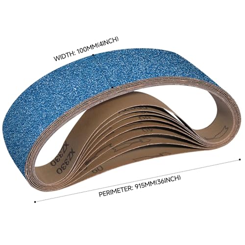 10-Piece Premium 4 x 36 Inch Zirconia Sanding Belts 40-400 Grit - color: Mix Grit, size: 4x36 Inch