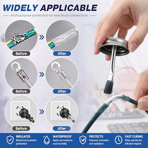 Liquid Electrical Tape 4oz Waterproof Liquid Tape Electrical Insulating Glue with Brush Cap, High Temperature Resistant Flexible Rubber Coating for Wires Cables, Plug, Automotive(Clear) - color: Clear