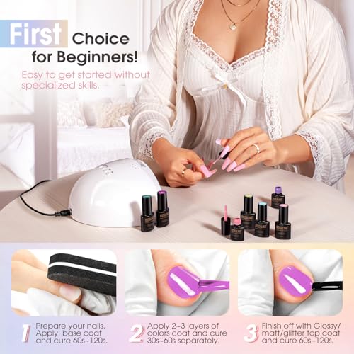 ROSALIND 30PCS Pastel Gel Nail Polish Set,26 Bright Colors Gel Polish | with Base Gel Top Coat (Glossy Matte and Glitter),Pastel Summer Nail Gel Polish, Soak Off U V Manicure Rainbow for Women - color: Neon bright colors