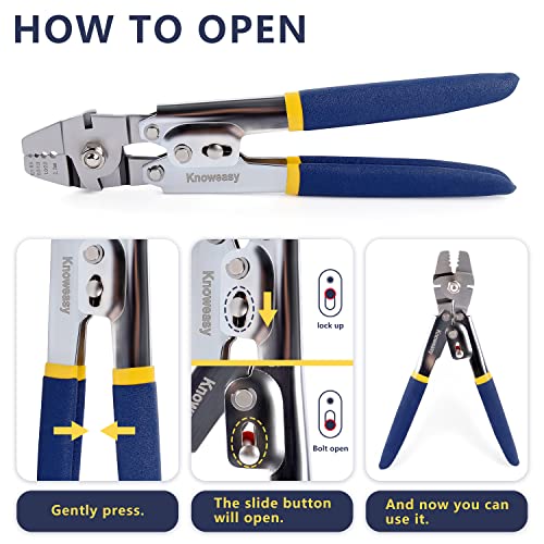 Knoweasy Wire Rope Crimping Tool - Swager and Crimper for Fishing Lines and Aluminum Crimping Loop Sleeves up to 2.2mm, Ideal Wire Rope Crimpr for Cable Crimping and Swaging Projects