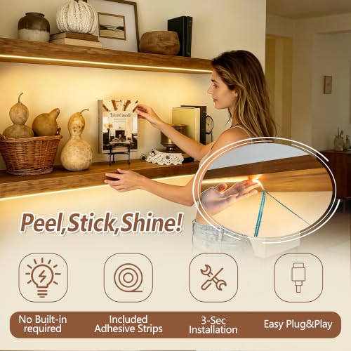 ROGMARS 60 Inches Long Walnut Floating Shelves with Led Light - color: Walnut, size: 60 Inch set of 3