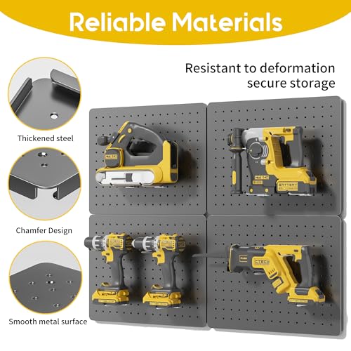 Steel Pegboard Tool Wall Organizer, 4 Pack 14.76 x 10.82 in, 6 Bins, Gray - color: Gun Gray, size: 14.76"x10.82"- 4 Pcs