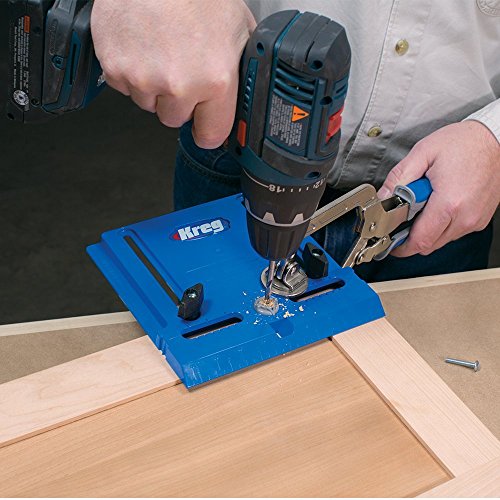 Kreg Cabinet Hardware Jig - Portable Straight Hole Drilling - Precision Drilling Without a Press - Moveable Edge Guide for Accurate Positioning - for Knobs & Small Pulls - KHI-Pull