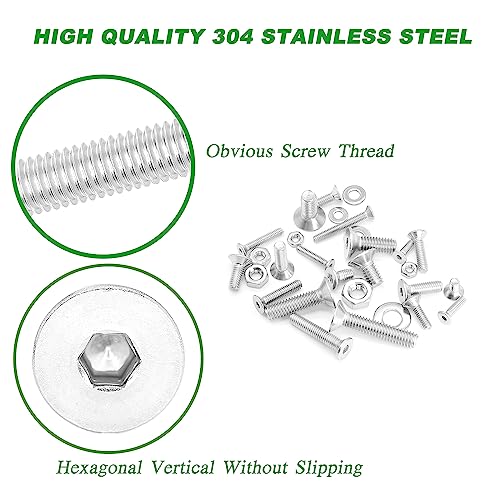 Metric 1000 Pieces M2 M2.5 M3 M4 Flat/Countersunk Head Socket Cap Screws 304 Stainless Steel Cap Bolts/Screws Nuts Washers Assortment Kit with 4Pcs Hex Wrenches - size: sllver 1000pcs hex flat haed cup screw