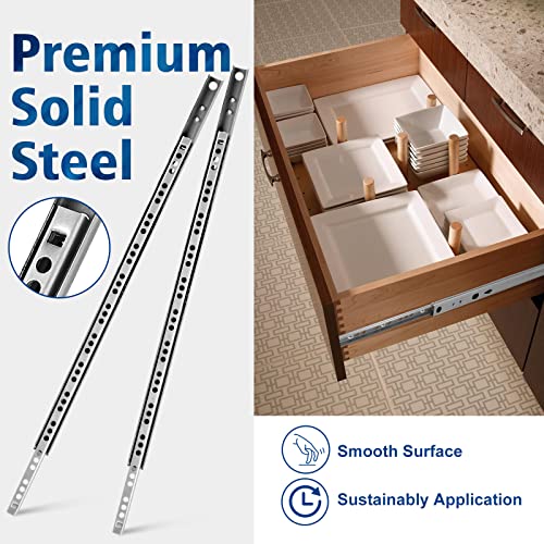 4pcs Ball Bearing Drawer Slides 16 Inch / 406mm, 2 Fold Metal Drawer Tracks, Two Way Slide Track Rail Glides with Mounting Screws - 0.67 Inch Wide - size: 16 Inch