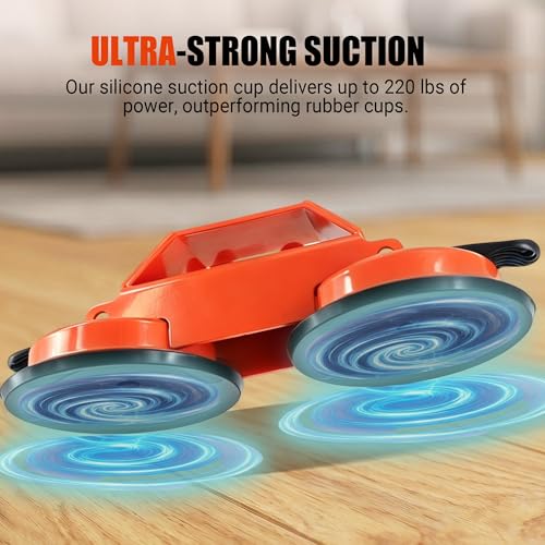 Floor Gap Fixer Tool: Flooring Repair Tool with 45° Striking Surface & Dual Suction Cups for Laminate & Vinyl Plank Floors Gap Puller Kit with Rubber Mallet, 8 Reusable Sticky Pads & Scraper