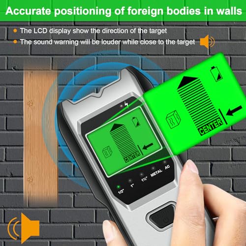 Stud Finder Wall Scanner, 5 in 1 Multifunction Stud Locator with Upgraded Smart Sensor, HD LCD Display and Audio Alarm for The Center & Edge of Metal, Studs, AC Wire, and Pipe Detection (Gainsboro) - color: Gainsboro