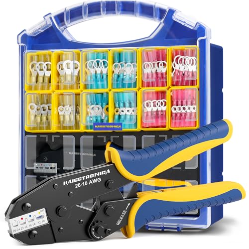 haisstronica 300PCS Heat Shrink Ring Connectors Set, 9" Wire Crimper - size: 300 PCS