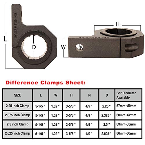 HOUSE TUNING Tube Light Mount Clamp - 2.375" Clamp, Roll Bar Mounting Brackets (Pack 2) - size: 2.375"