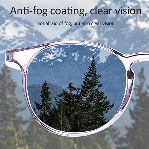 2 Pairs Anti Fog Safety Goggles Protective Glasses Blue Light Blocking Eyeglasses for Men Women - color: Round Pink+blue
