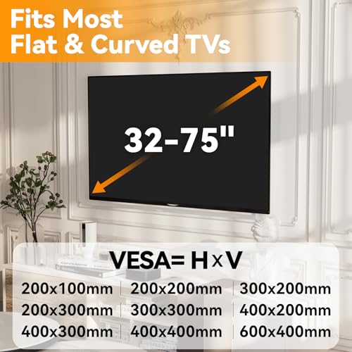 Studless TV Wall Mount for 32-75 inch TVs, Low Profile, No Drill - size: Fits 32-75 Inch TVs up to 150 lbs