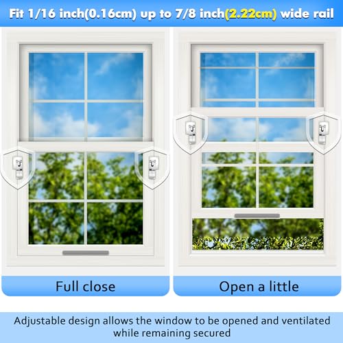 5 Pack Sliding Window Locks, Adjustable Security for Vertical & Horizontal Windows, Easy Install, Fits 1/16 inch to 7/8 inch Wide Rail, Enhanced Safety for Home & Office (Silver) - color: Silver