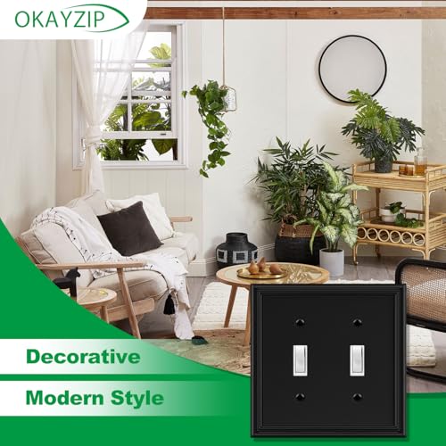 Matte Black Decorative Double Toggle Light Switch Covers Wall Plate - size: 2 Toggle 2 Pack