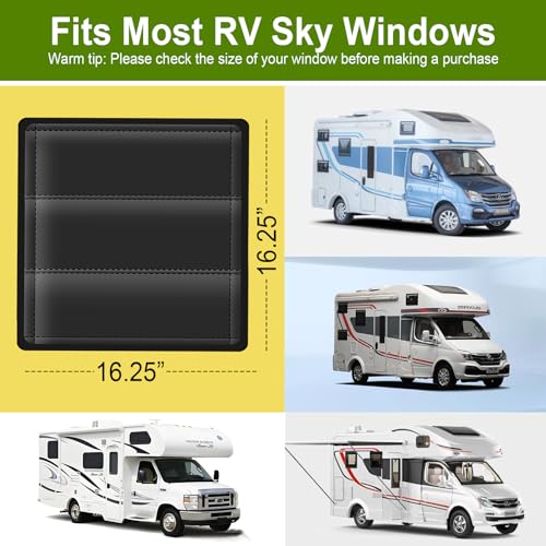 RV Skylight Cover, Magnetic Vent Cover for Roof16 ¼ (L) x 16 ¼" (W), RV Window Blackout with UV Protection and Foldable Magnet Design, Waterproof Fabric, Reflective - color: Black, size: 1 Pack (16.25"L x 16.25"W)