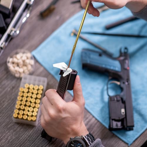 Egaageoi Gun Cleaning Patches and Pointed Swabs with Storage Box - Lint-Free Gun Cleaning Supplies for Shooting Practice, Range Match, Hunting Prep - Compatible with .22 to .45 Cal, 9mm, .30 Caliber - style: 600 Patches + 200 Swabs
